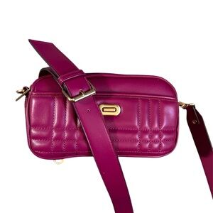 Elegant Magenta Quilted Crossbody Bag